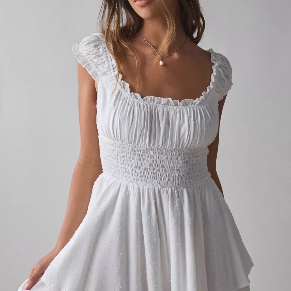 Urban Outfitters Rosie Smocked Tiered Ruffle Romper - Size M